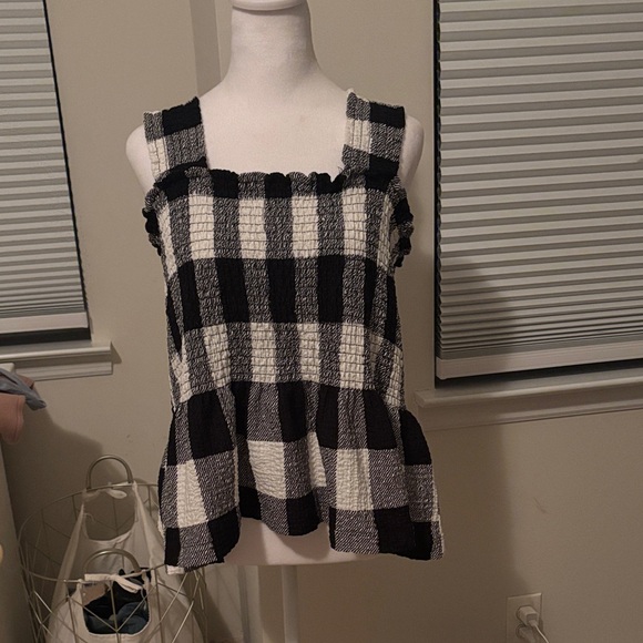 LOFT Black and White Plaid Tank Top - Picture 2 of 4